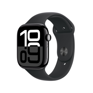Apple Watch Series 10 GPS 46mm Jet Black Aluminium Case with Black Sport Band - M/L - Image 1